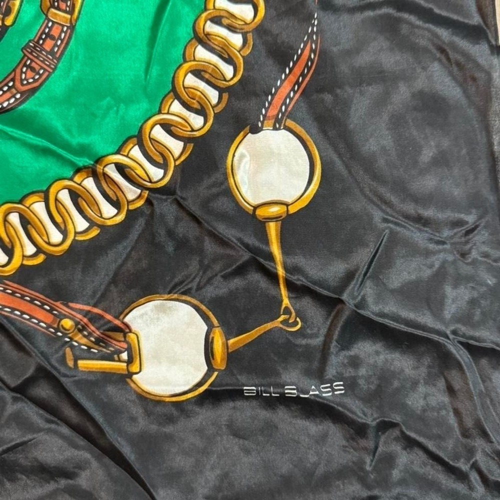 Bill Blass Designer silk scarf with horse equestrian bit design square 32‎ inch - Picture 3 of 4